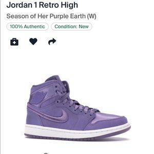 Jordan 1 Retro High
Season of Her Purple Earth unisex